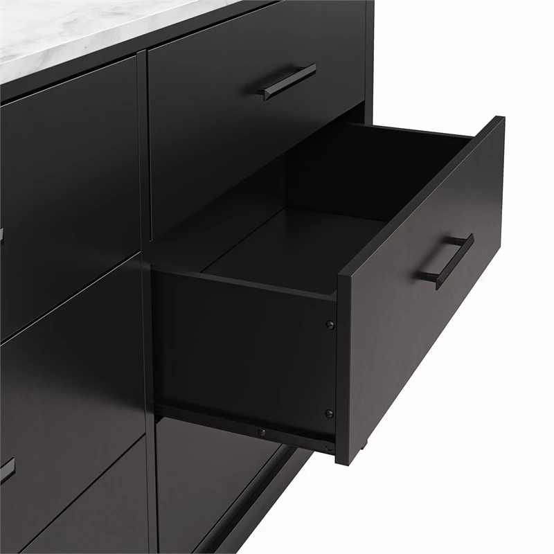 New ๐ Ameriwood Home Lynnhaven Wide 6 Drawer ๐ Dresser In Black W/ White Marble Top ๐คฉ - Image 11