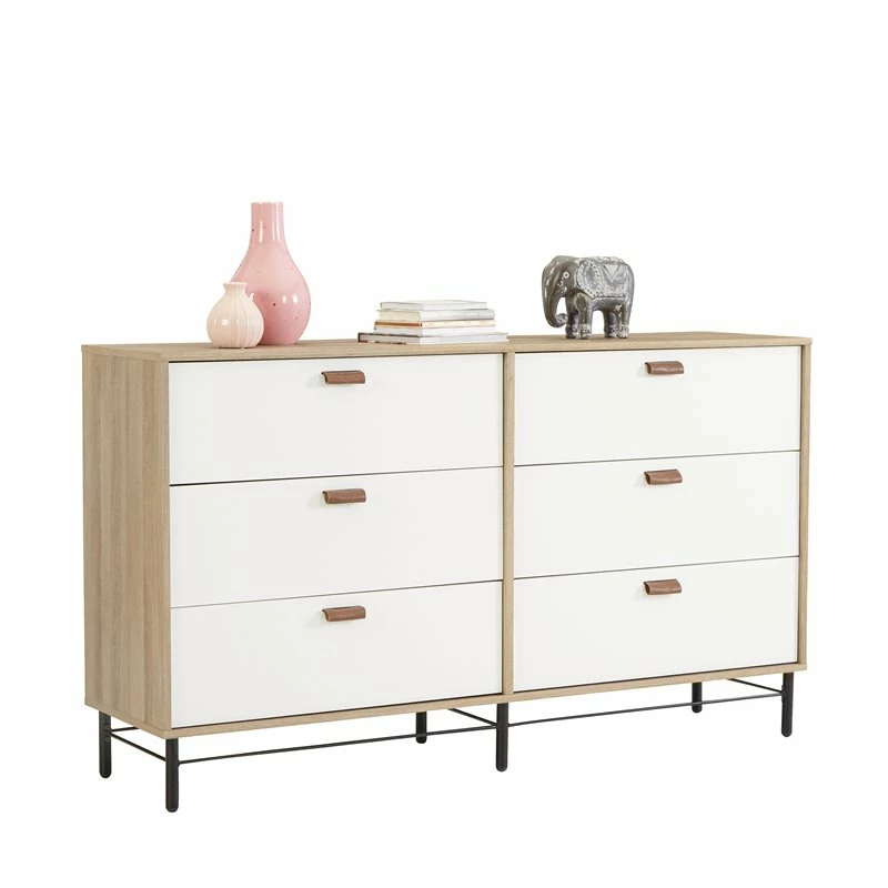 Wholesale ๐ Pemberly Row Engineered Wood 6-Drawer ๐ Dresser In Sky Oak/White Accents ๐ฏ - Image 2