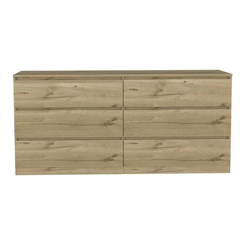 Best Sale 🛒 Atlin Designs Engineered Wood 6 Drawer Double 👗 Dresser In Light Oak-White 🥰