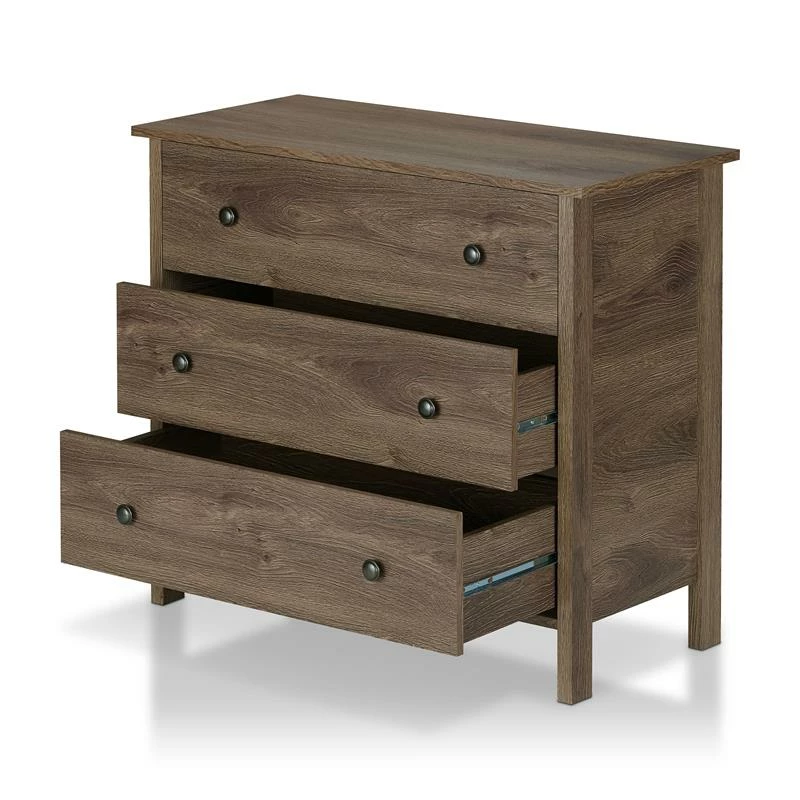 Hot Sale 😉 Bowery Hill Rustic Wood 3-Drawer 👗 Dresser In Distressed Walnut 🥰 - Image 3