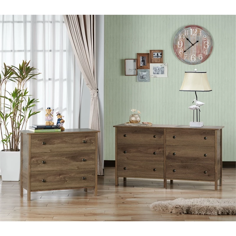 Hot Sale 😉 Bowery Hill Rustic Wood 3-Drawer 👗 Dresser In Distressed Walnut 🥰 - Image 6