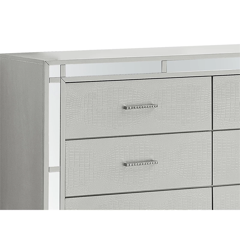 Budget 🎁 Maklaine Modern Wood 6 Drawer 👗 Dresser Silver Champagne Finish 💯 - Image 3