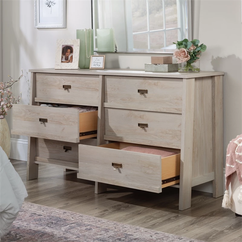 New 😉 Sauder Trestle Engineered Wood 6 Drawer 👗 Dresser In Chalked Chestnut 🌟 - Image 6