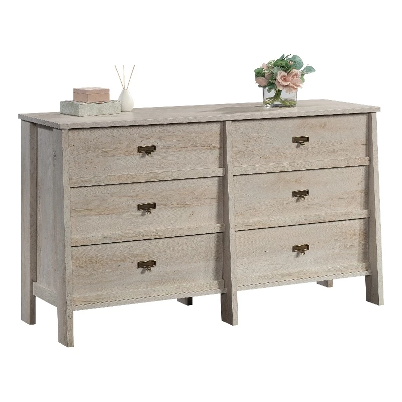 New 😉 Sauder Trestle Engineered Wood 6 Drawer 👗 Dresser In Chalked Chestnut 🌟