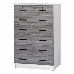 Buy 🎉 Pemberly Row 7 Drawer Chest Wooden 👗 Dresser In Gray & White Finish ✨