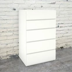 Promo 🎁 Nexera Blvd 5 Drawer Chest In White 🤩