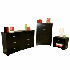 Buy โค๏ธ South Shore 3 Piece Maddox ๐ Dresser With Chest And Nightstand Set In Pure Black ๐งจ