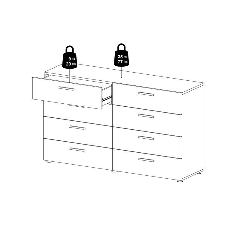 Discount ⌛ Tvilum Austin 8 Drawer Double 👗 Dresser In White 🛒 - Image 13