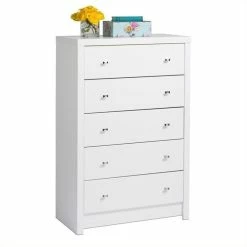 Best deal 🎁 Prepac Calla 5-Drawer Chest In White Laminate 👏